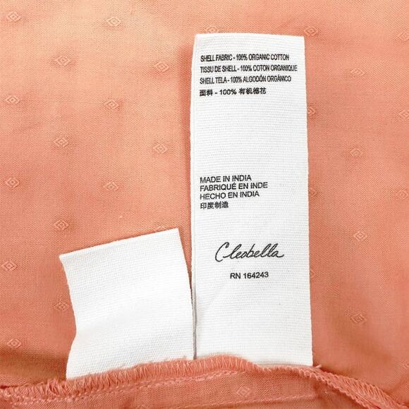 Cleobella Phoenix Blouse Size L Coral Organic Cotton Boho Peasant Cottage Flowy - Picture 11 of 11